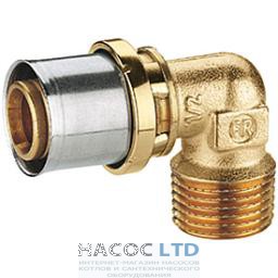 Коленчатый фитинг 90° с наружной резьбой для труб GIACOTHERM, GIACOFLEX, никелированный, 20Х2 GIACOMINI 3/4