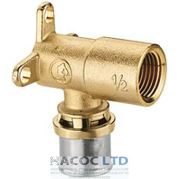 Коленчатый фитинг 90° с кронштейном и внутренней резьбой для труб GIACOTHERM, GIACOFLEX GIACOMINI 1/2